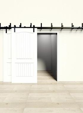 美谷仓门吊轨吊滑式门移门双全轨重叠款双门推拉门五金配OBP件套