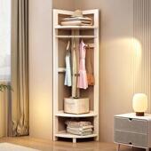 简易7445家用拐角衣架子实挂木角衣帽架落地卧转室服挂衣架收纳置