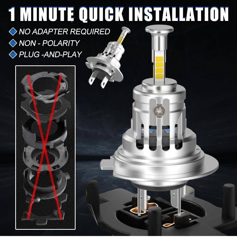 跨境大功直插率LE车RD04D灯1比1原车卤素灯车汽LED大灯4面发光灯