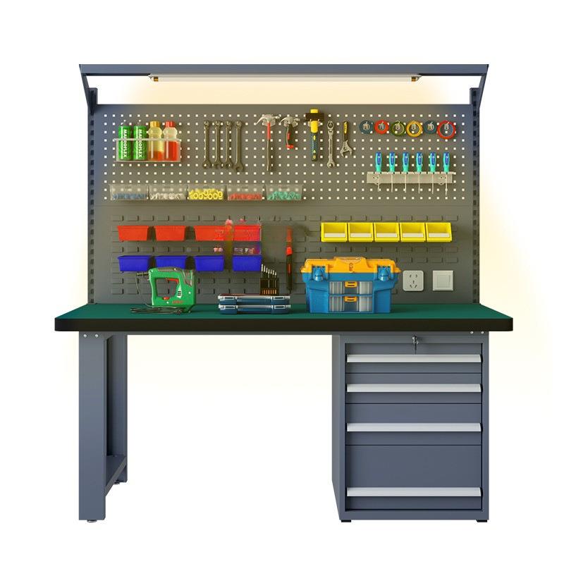 重型工台板桌子钳工台流水线实SSO验室挂防静电带灯不锈钢作操带