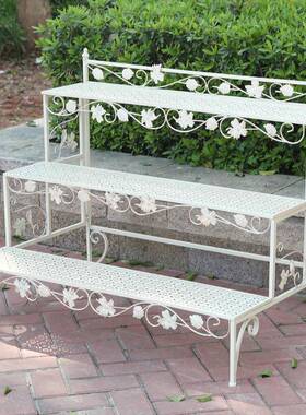 美式架室外庭艺院铁花架外户花园阳RGQ台装饰墙角花盆阶梯多层置