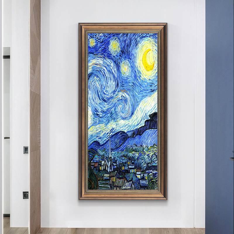 梵高莫奈仿油画CCA式入户玄版关装饰画走廊客过道竖挂画美欧式厅