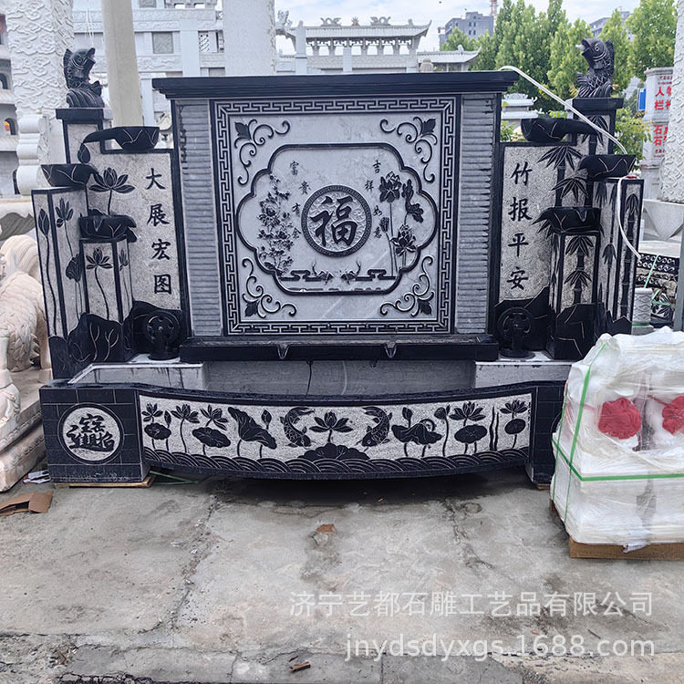 石雕青石迎门墙流水雕塑流水喷泉摆件别墅照壁文化墙质量保证