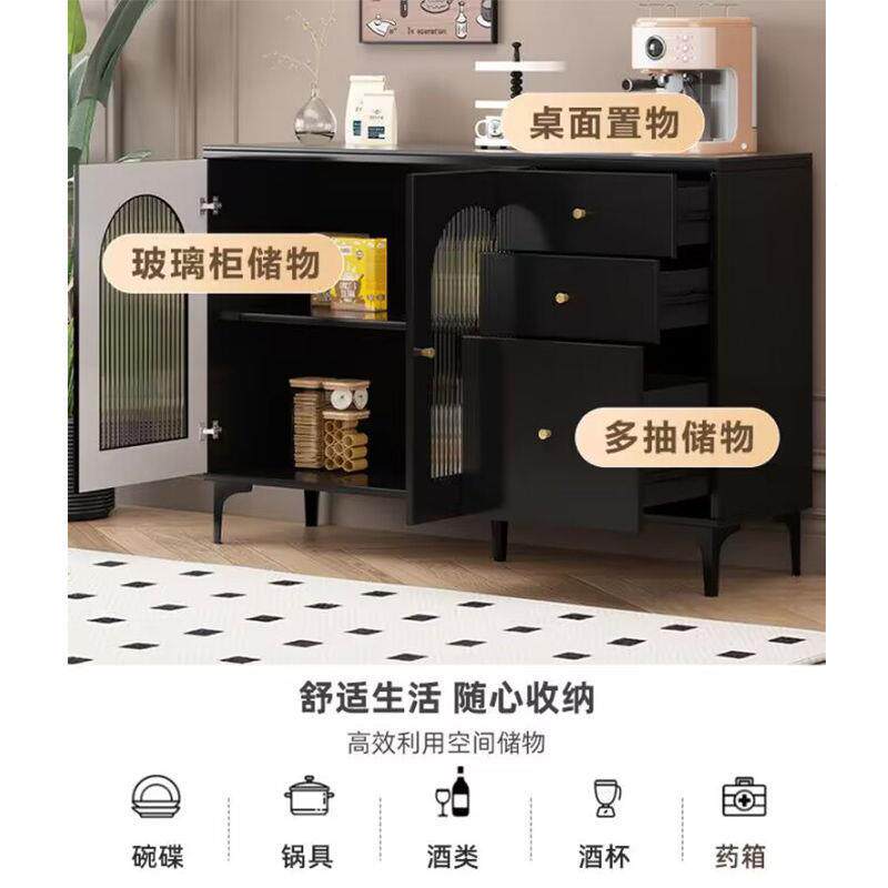 岩板餐边柜厅多功能茶水柜客轻奢家用靠收无品牌/纳储物吧台柜柜
