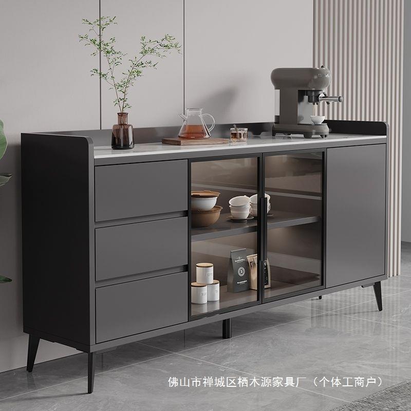 实木轻奢见详情岩板餐边橱柜一体靠墙物房家用厨碗柜置物柜储柜子
