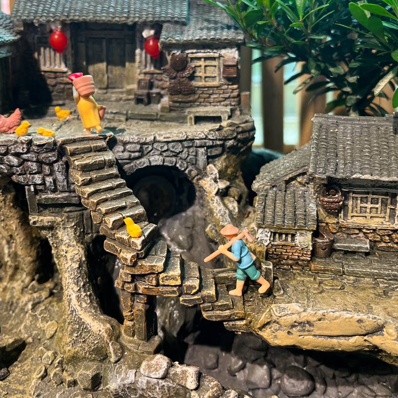 天台华莲微景观流水古法鱼缸水循环造景过滤器养鱼生态缸庭院水景