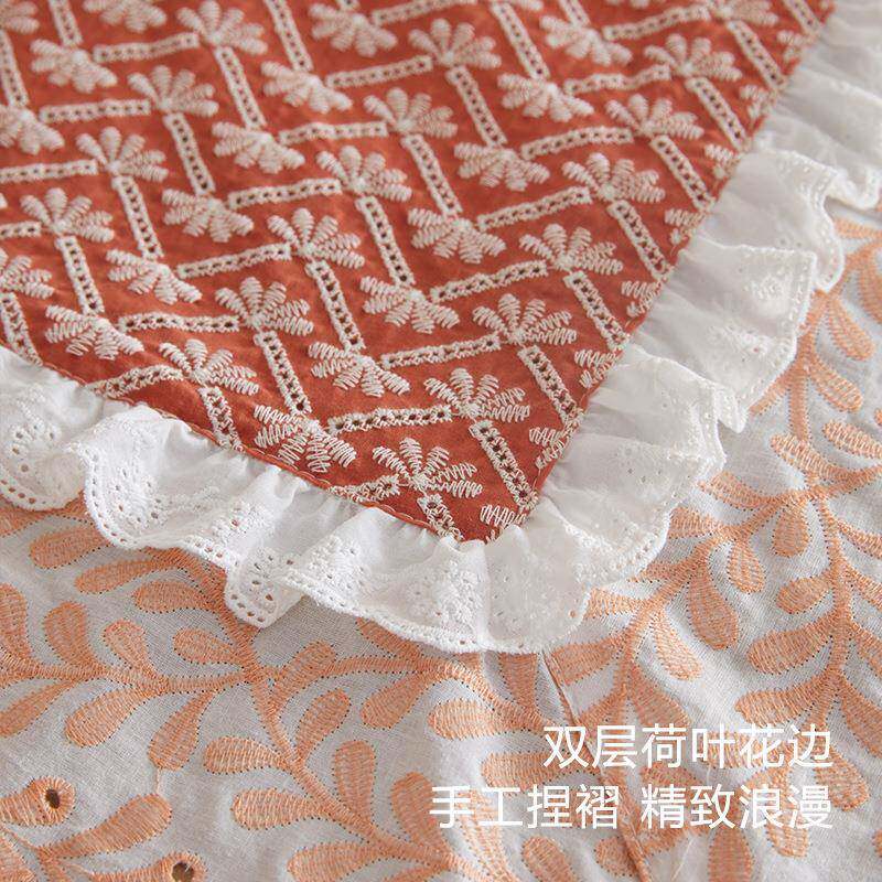 美阳式园风大小圆田形桌布台LIS小圆桌茶几边餐桌布粉色荷叶刺绣