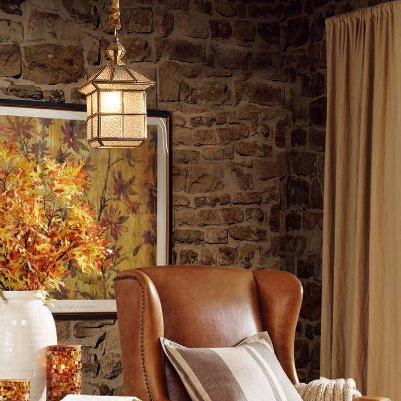 厂家直销WQEQW美式简约全铜灯餐厅头单吊灯过道灯房书玻璃复古灯,家装灯饰光源,智能吊灯,淘宝优惠券,粉丝福利购,淘宝优惠卷