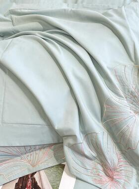 精致田套园taoyuan1花卉100刺支绒棉长全棉四件套绣宽边纯棉1.8被