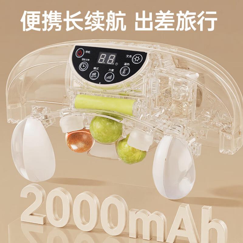 跨境全自向动砭石揉腹摩器双头揉加热按捏腹DQW部腰部按摩仪多甩