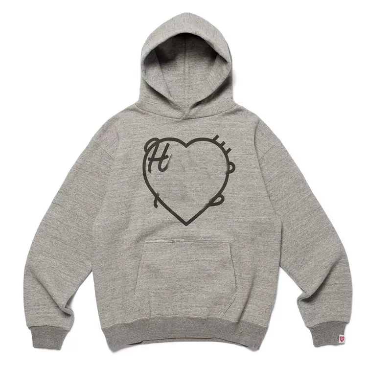 HUMAN MADE HEART SWEAT HOODIE  爱心logo印花简约宽松连帽卫衣  颜色：复古黑 白色 浅灰色 尺码：S M L XL  HM1995