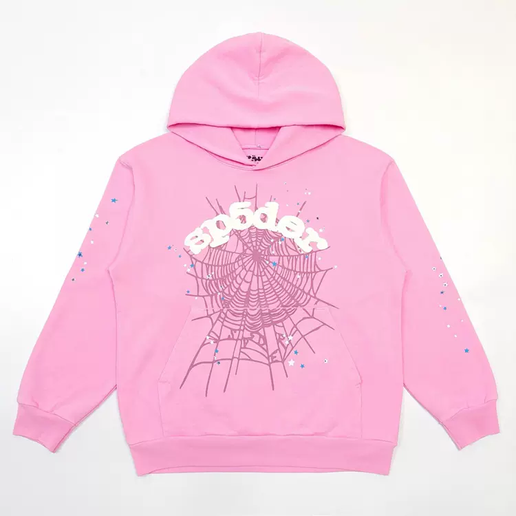 OG Web PINK 【Stock x version】Sp5der FW23 HOODIE蜘蛛网潮牌男女同款套头卫衣帽衫  粉色  尺码：S-XXL  786