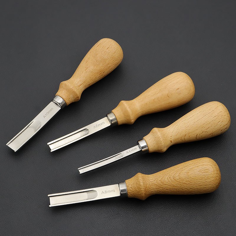 皮革削薄宽铲刀4 6 8mm段削边器diy皮艺工具榉木手柄耐用刃口皮具
