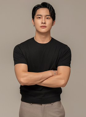 CasualDay【首发】诺莱澳绒圆领短袖居家休闲简约纯色百搭针织T恤