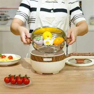 龙力牌电煮锅家用迷你宿舍学生多功能小型蒸锅煎炒火锅陶瓷油不粘