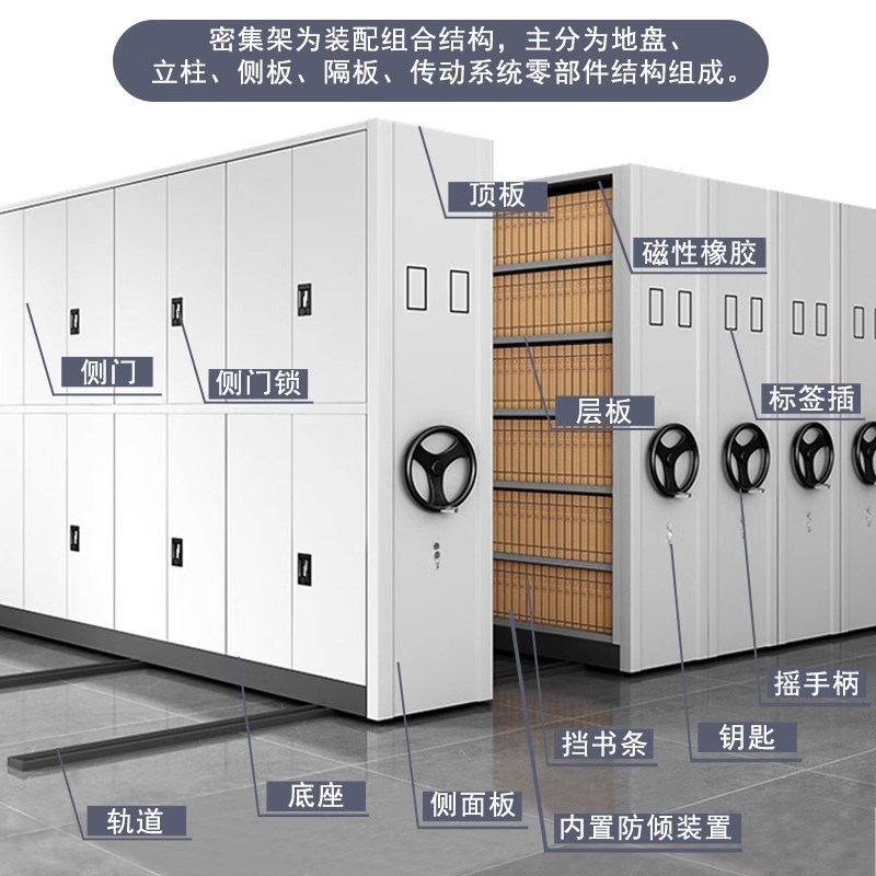 智能密集架档案室手摇密集柜电动密集资料柜移动档案柜文件凭证柜