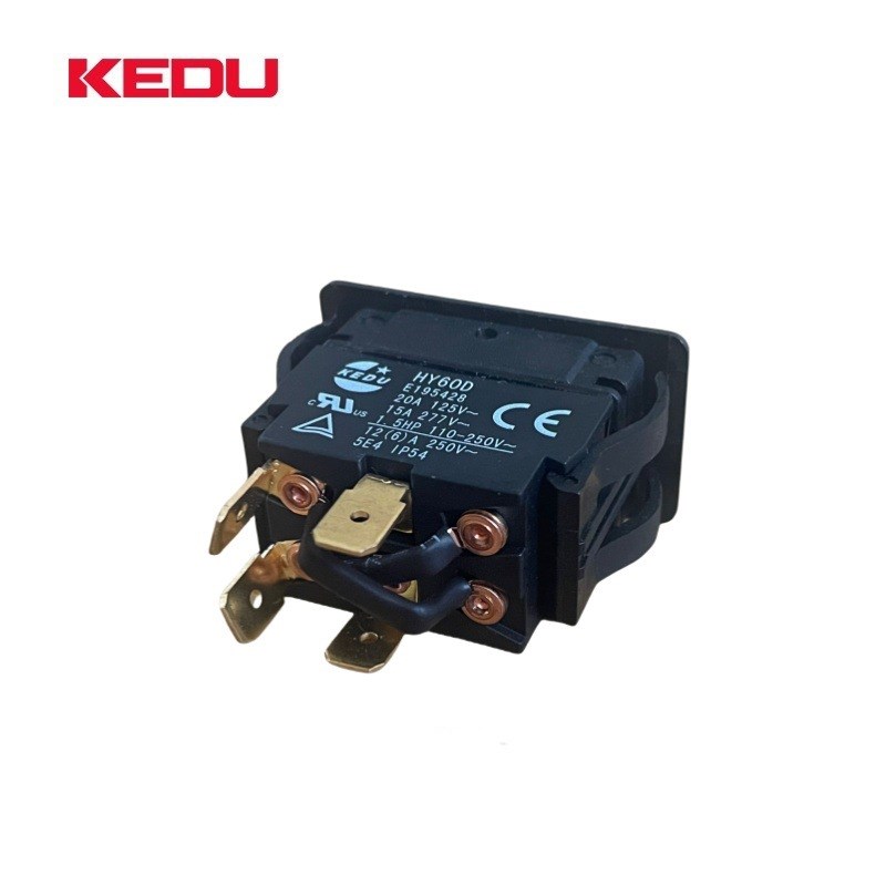 KEDU科都HY60D船型开关4脚弧形翘板开关20A大电流机械开关EXT/RET