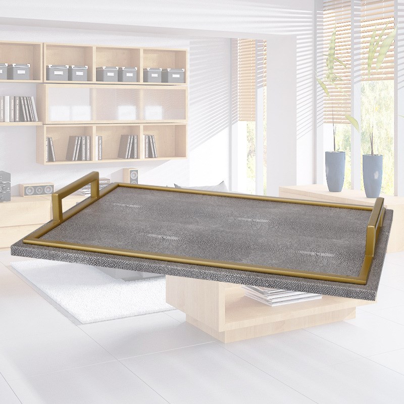 厂家直供现代简约酒店家居皮质五金托盘摆件美式欧式茶几收纳摆饰