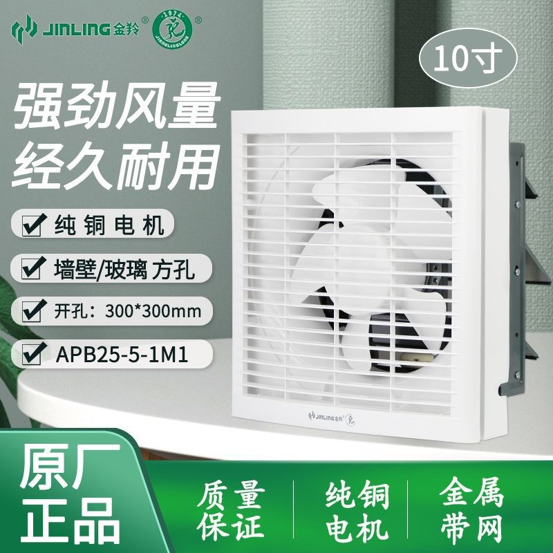 金羚10寸排气扇半塑带网窗式厨房家用强力静音换气扇 APB25-5-1M1