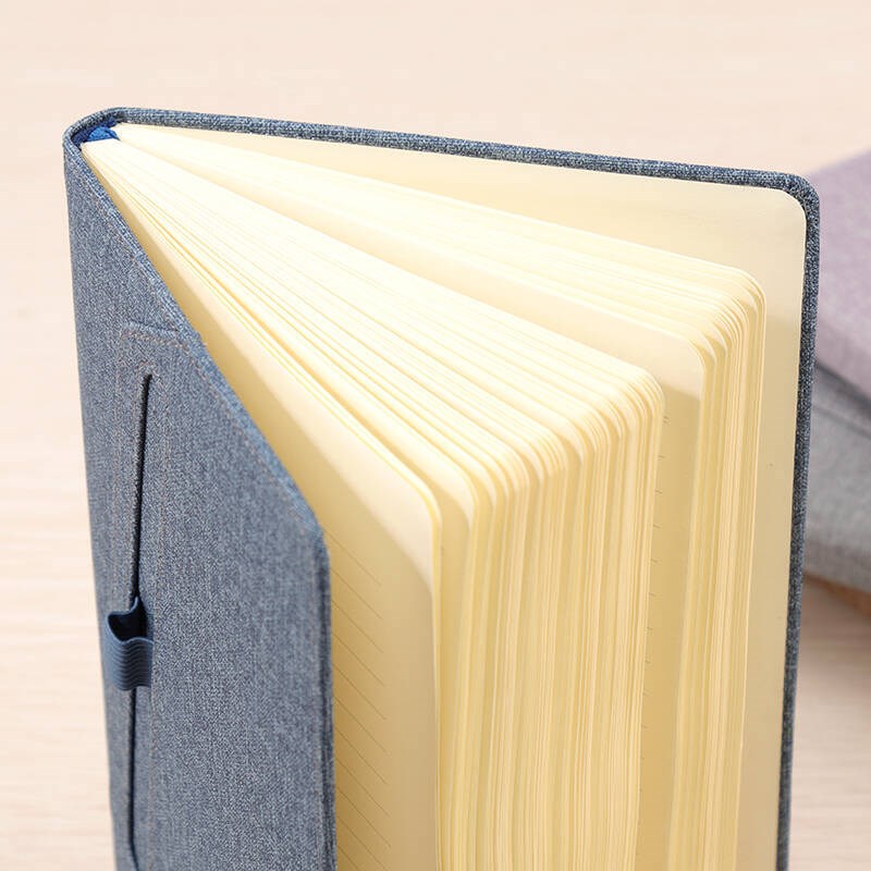 齐心Comix C5839笔插皮面文具笔记本子记事本日记本 蓝A5122张