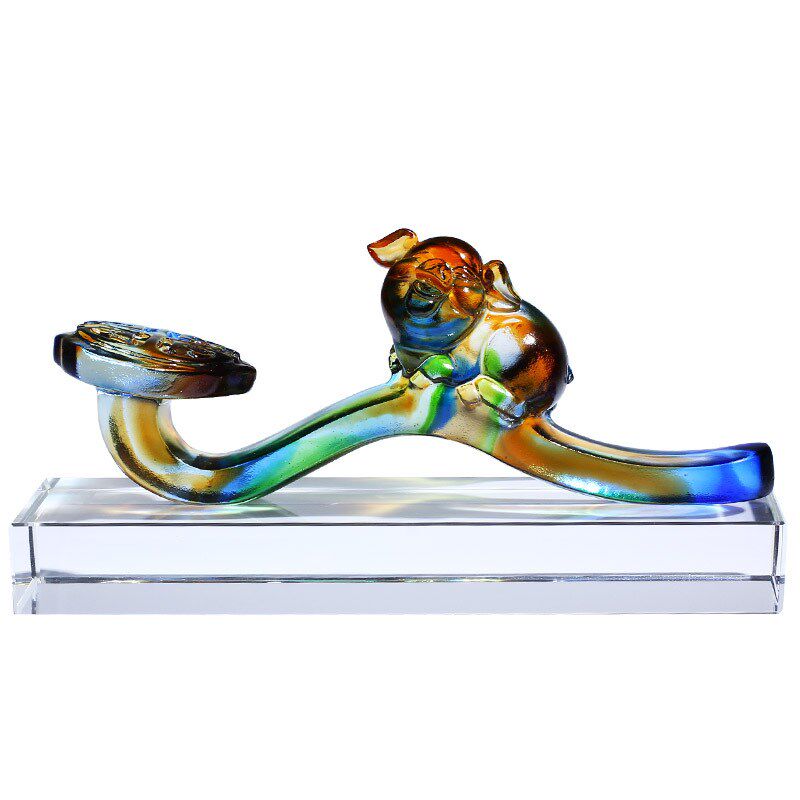 琉璃猪玉如意摆件客厅酒柜家居装饰商务创意会议礼品玄关工艺品