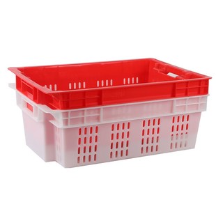 600 205错位筐底部实心四周镂空半封闭错位塑料筐果蔬运输配送筐