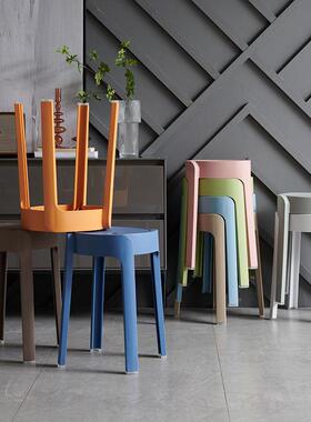 旋风凳子家用客高脚可叠放餐现代简59749约圆凳塑料高厅凳桌凳椅