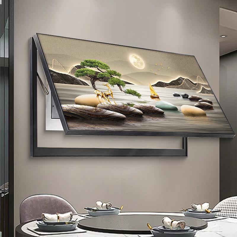 尺大山水电表箱装MNB饰壁画新中式寸配电箱画遮挡电闸盒强弱开关