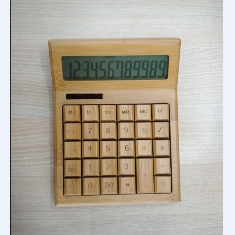 新款大号竹制太阳能办公计算器