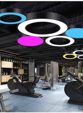 LED圆环灯简约商现代会办公室圆形吊灯议室身OQY场店铺网咖健房灯