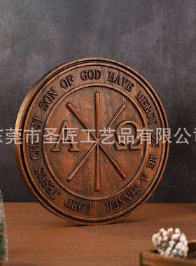 圣诞节形新款圆木牌木装质实木55206雕刻艺品饰摆件圣诞托盘创工