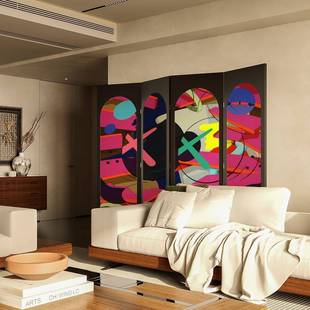 多动巴胺屏风隔断简约现厅代客饰墙折叠移卧室玄装 APU关遮挡实木