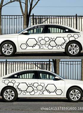 D2894创意蜂车SLL窝格汽车贴纸装饰子赛侧门-车身贴拉花贴乙烯基