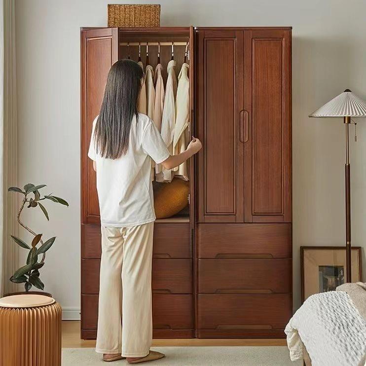 Q*全实木小型衣柜家用卧储室单人物柜童儿服收纳柜子窄简易F97J69