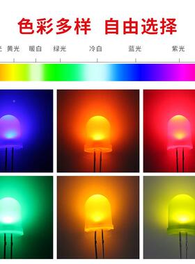 L1D发光二m极管0m圆头红发红E绿发绿黄发黄蓝发蓝直插F110mm圆头0