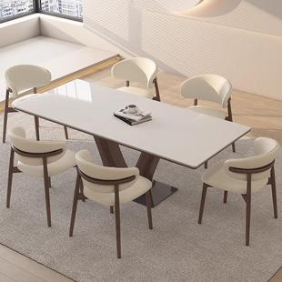 德利岩板5221饭餐桌家小户型意式极简轻丰奢中古风全托底用板吃桌