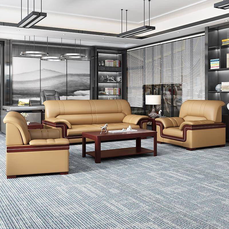 办公沙发简约现接BQI代茶几组合室洽谈客待室商务办会公沙发三人
