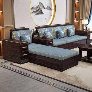 紫金檀木实木沙发组户合中新LKW客式厅小型冬夏两用储物沙发实木