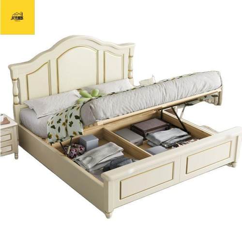 式轻奢实木床1.美2米无品牌/床箱1.8m双主卧人婚床1.5米白色单人