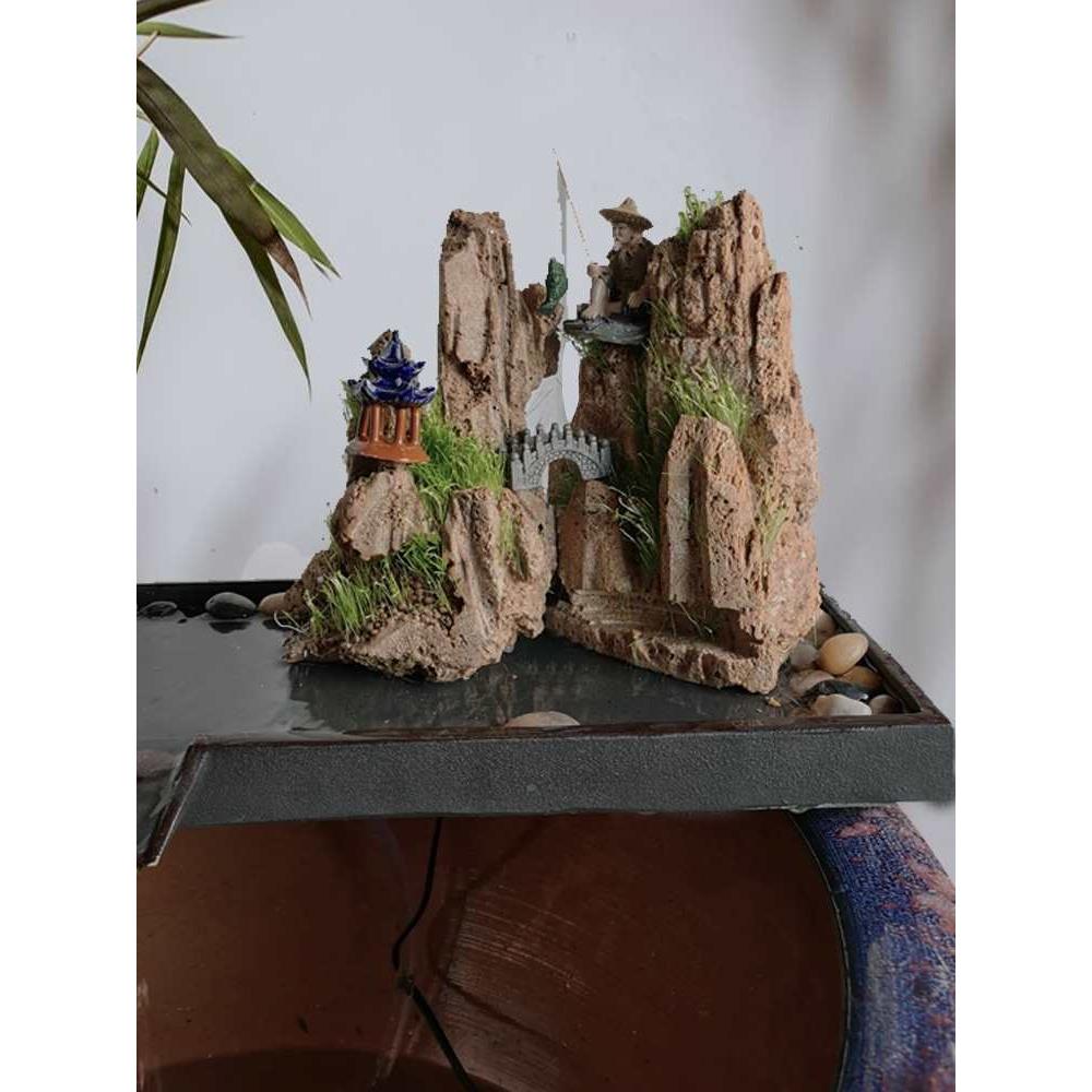 陶瓷鱼缸流配水摆件循环滤养鱼石EIQ件大型磨假山喷泉庭过院水景