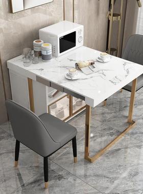 轻奢岩10756伸缩桌餐边柜餐一体板省空间岛台餐一体家用小户型多