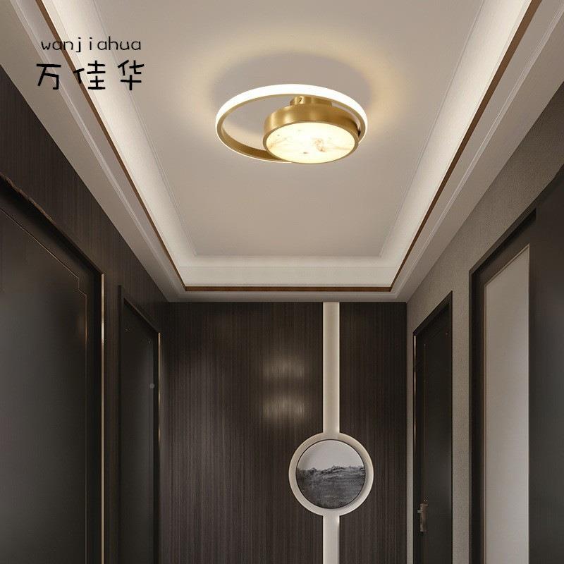 新中式全过道TSF-全铜吸顶灯l简约现代阳台灯石玄关走廊云铜ed圆