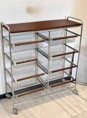 中地古小推车置物架可移动用多功能整理筐榉beY2y5kf木家落多层收