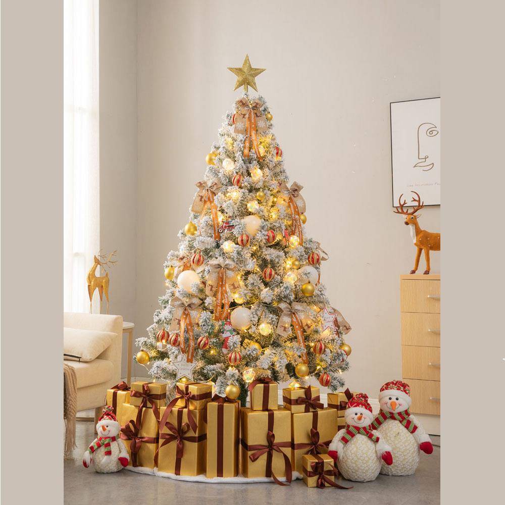 QT007落雪场景件1厅.2家米/摆4米白色圣诞树套餐客用圣诞节装饰