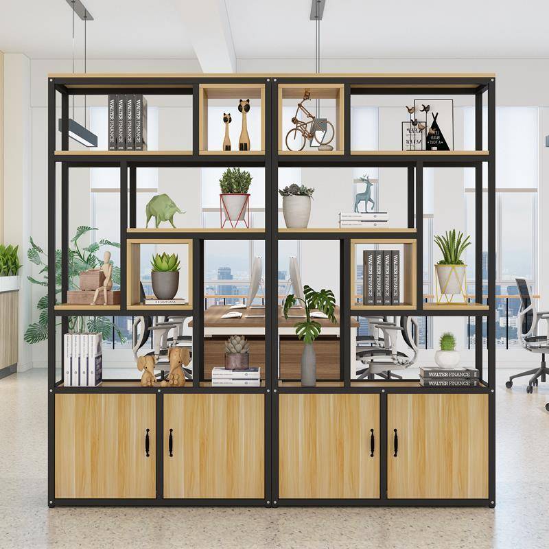 办公室MIJ屏风柜铁艺书置物架客厅隔断柜风现简约工代业玄关镂空