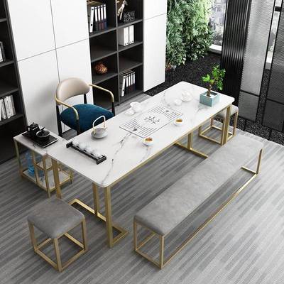 简约代岩板茶桌现室一体套装办公茶几阳台YFC功夫小茶泡茶台桌椅