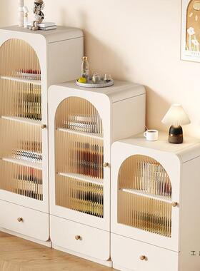奶油风餐边酒靠墙纳家展用立柜F987896S客厅电视边柜示置物储物柜