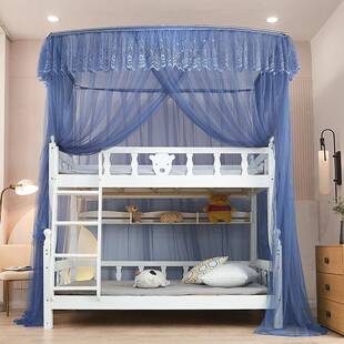 儿童双层1下床蚊帐.5JCDm子母床家用高低铺梯形u型伸缩1..2米1上3