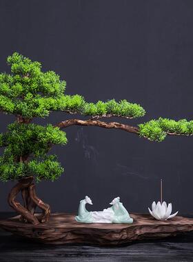 意枯木客中式仿真迎松摆件盆景新工创艺品电视柜家80057居饰品酒