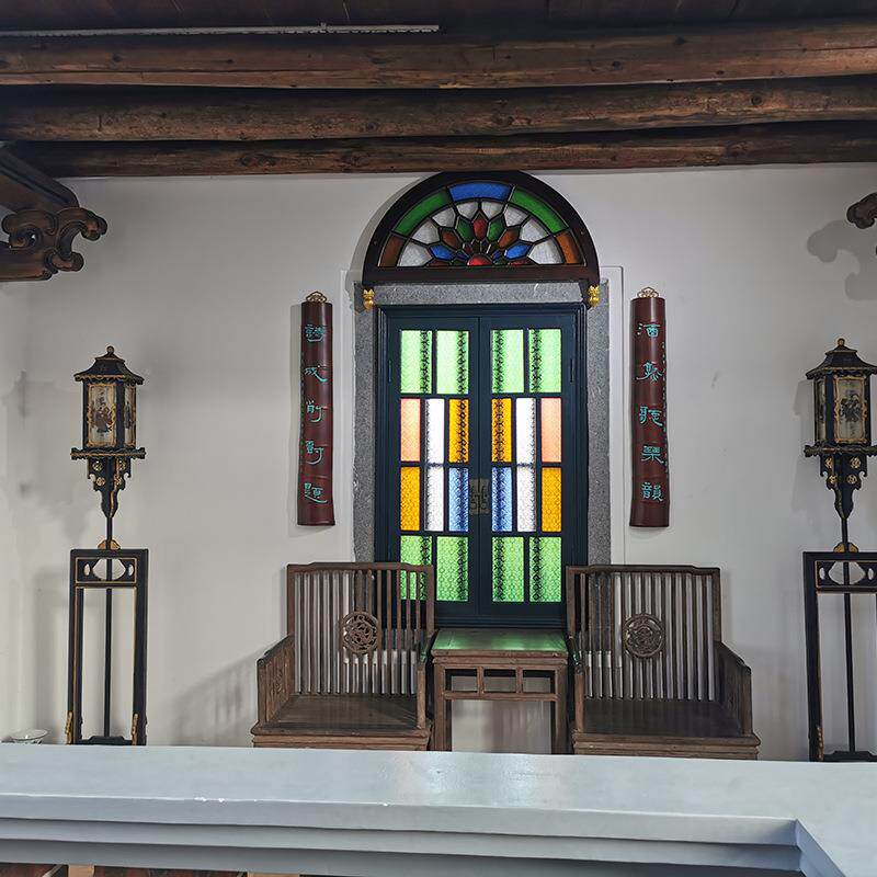 实木岭WWN西关新古式满洲窗仿门窗中海棠中式茶楼四合院复古南满